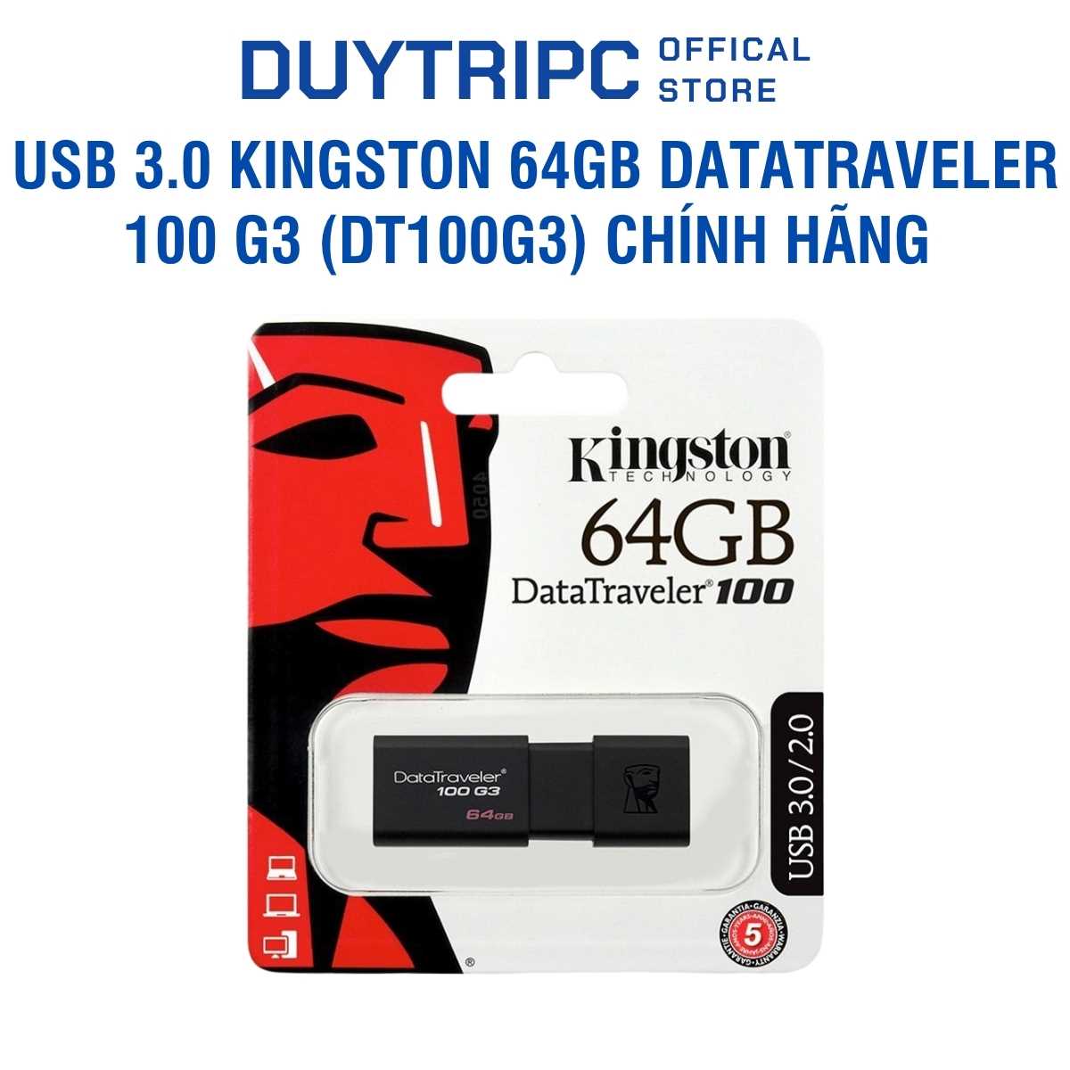 USB 3.0 Kingston 64GB DataTraveler 100 G3 (DT100G3) Chính Hãng - USB Kingston 64GB Giá Rẻ Tốc Độ Cao, USB 3.0 Kingston DT100G3 64GB Chuẩn SEO